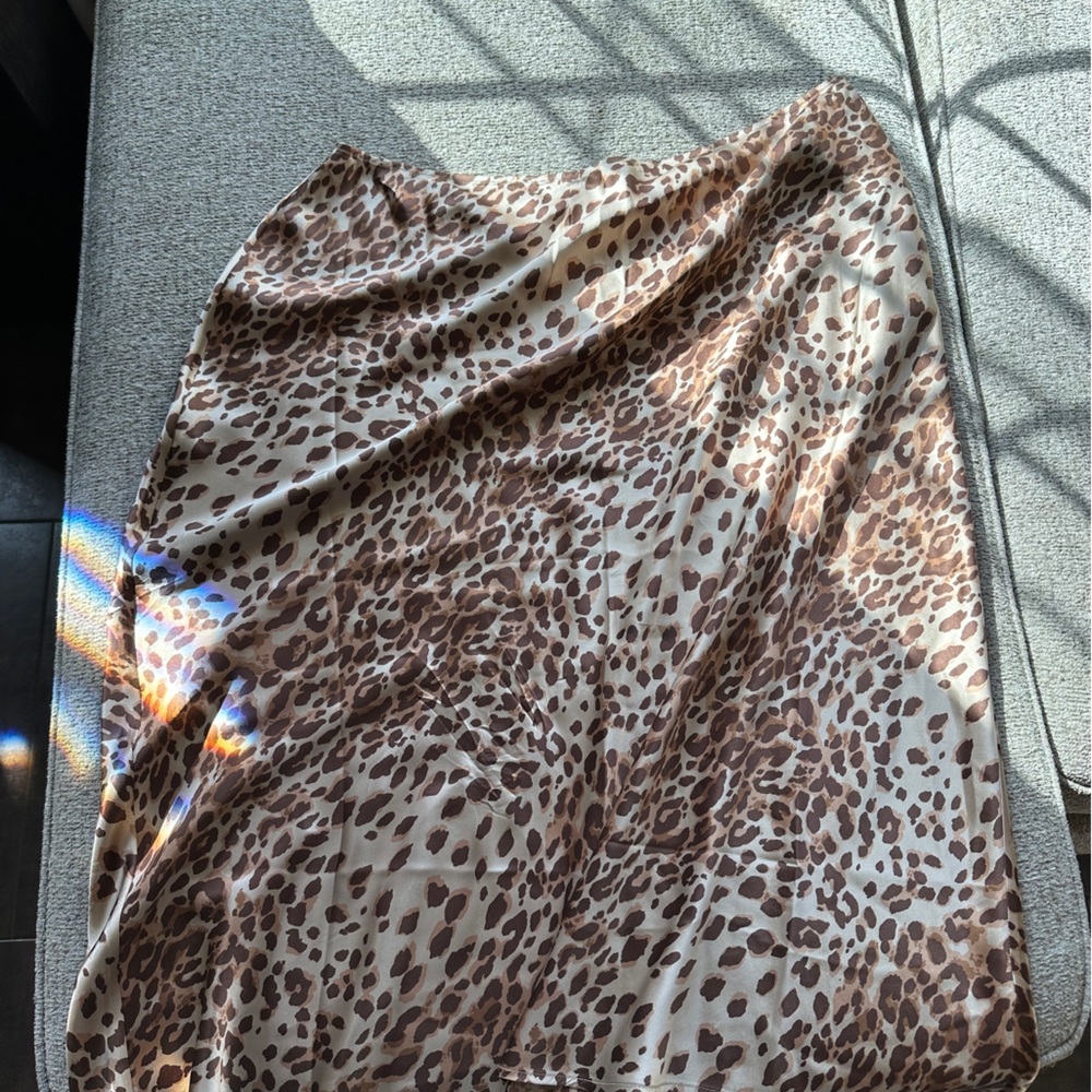 Reformation Leopard Print Midi Skirt - Brown and Cream